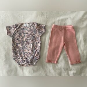 LAURA ASHLEY baby matching set in size 3-6 MONTHS - bodysuit and legging!